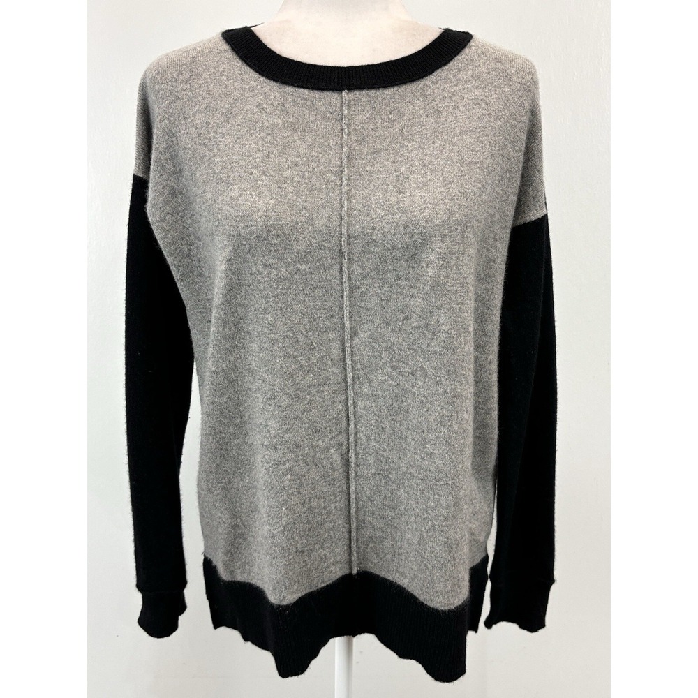 Pure Amici 100% Cashmere Sweater Sz X-small Womens Grey Black Boxy Oversized